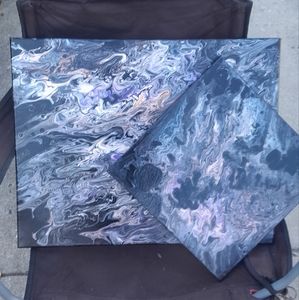 Set of Acrylic paintings crazy messy love